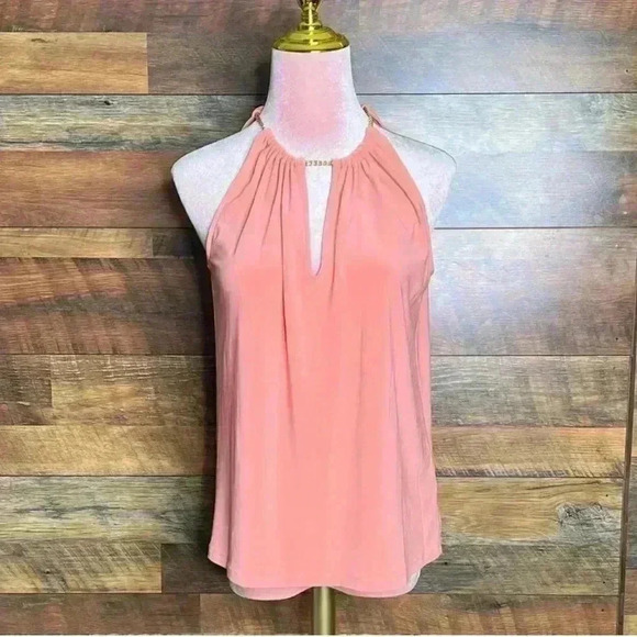 Ramy Brook Rosette Top with Gold Chain Detail in Deco Rose (Peach), Size XS. NWT - Picture 5 of 11